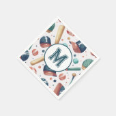 モノグラム野球テーマパタパーソナライズされたーン スタンダードカクテルナプキン (角)