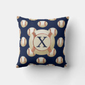 モノグラム野球ボールのスポーツパターン クッション (裏面)