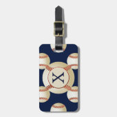 モノグラム野球ボールのスポーツパターン ラゲッジタグ (正面縦)