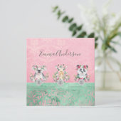 モノグラム野生動物女の子ボホジャングルかわいらし動物 招待状 (スタンド正面)