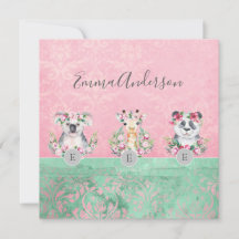 モノグラム野生動物女の子ボホジャングルかわいらし動物