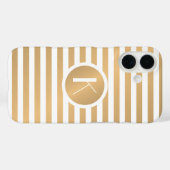 モノグラム金ゴールドおよび白ストライプ文字 Case-Mate iPhoneケース (裏面 (横))