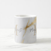 モノグラム金ゴールドとグレー大理石 コーヒーマグカップ (中央)