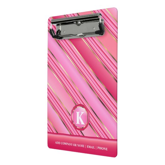 モノグラム金ゴールドとピンクコットンキャンディ ミニクリップボード (アングル2)