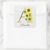 モノグラム金ゴールドひまわりガーリーフローライニシャルA スクエアシール (バッグ)