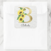 モノグラム金ゴールドひまわりガーリーフローライニシャルB スクエアシール (バッグ)