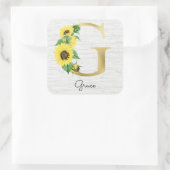 モノグラム金ゴールドひまわりガーリーフローライニシャルG スクエアシール (バッグ)