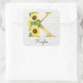 モノグラム金ゴールドひまわりガーリーフローライニシャルK スクエアシール (バッグ)