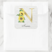 モノグラム金ゴールドひまわりガーリーフローライニシャルN スクエアシール (バッグ)