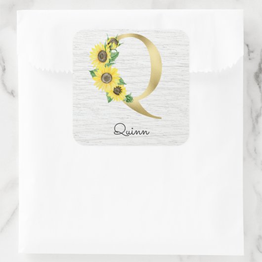 モノグラム金ゴールドひまわりガーリーフローライニシャルQ スクエアシール (バッグ)