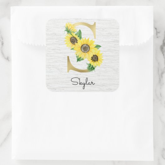 モノグラム金ゴールドひまわりガーリーフローライニシャルS スクエアシール (バッグ)