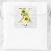 モノグラム金ゴールドひまわりガーリーフローライニシャルX スクエアシール (バッグ)