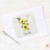 モノグラム金ゴールドひまわりガーリーフローライニシャルY スクエアシール (封筒)