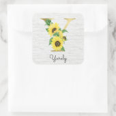 モノグラム金ゴールドひまわりガーリーフローライニシャルY スクエアシール (バッグ)