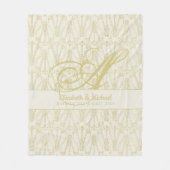 モノグラム金ゴールドアートデコ結婚ニューリエレガントウェズ フリースブランケット (正面)