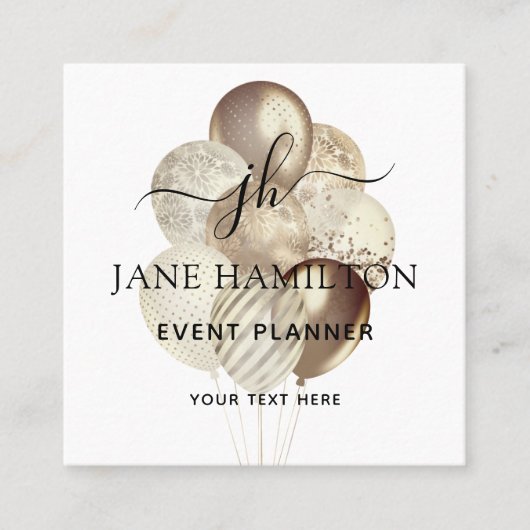モノグラム金ゴールドイベントプランナー スクエア名刺 (正面)