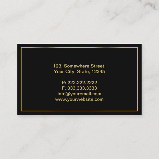 モノグラム金ゴールドエンブレムプレーンブラックプロフェッショナル 名刺 (裏面)