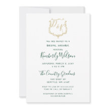 モノグラム金ゴールドクレストアンドフォレストグリーンブライダルシャワー