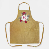 モノグラム金ゴールドグリッタークリスマスリース エプロン (正面)