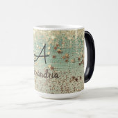 モノグラム金ゴールドグリッタースターズオンシーグリーン モーフィングマグカップ (正面右)