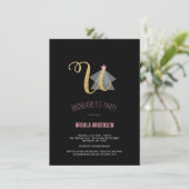 モノグラム金ゴールドグリッターバチェロレッテ招待状 招待状 (スタンド正面)