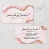 モノグラム金ゴールドグリッターピンクマーブルスワールウォーター色 名刺 (正面/裏面)