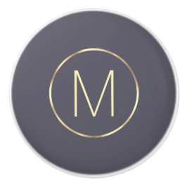 モノグラム金ゴールドグレー セラミックノブ