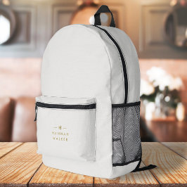 モノグラム金ゴールドグレー |ミニマルエレガントリスト プリントバックパック