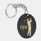 モノグラム金ゴールドシルエットゴルファー キーホルダー (正面左)