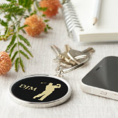 モノグラム金ゴールドシルエットゴルファー キーホルダー (側面)