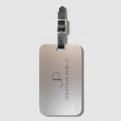 モノグラム金ゴールドシルバールックエレガントモダンテンプレート ラゲッジタグ (正面縦)