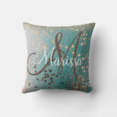 モノグラム金ゴールドスターズオンティール（緑がかった色） クッション (裏面)