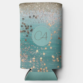 モノグラム金ゴールドスターズオンティール（緑がかった色） スリム缶クーラー