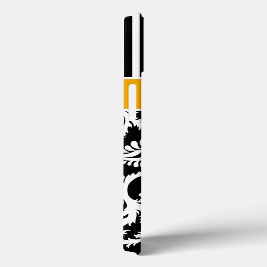 モノグラム金ゴールドストライプの白黒ダマスクiPadエア Case-Mate iPhoneケース (裏面 / 右)