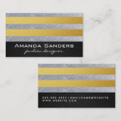 モノグラム金ゴールドストライプグリッター 名刺 (正面/裏面)