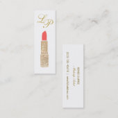 モノグラム金ゴールドセクイン口紅メイクアップアーティスト スキニー名刺 (正面/裏面)