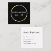 モノグラム金ゴールドダブルリングや輪 スクエア名刺 (正面/裏面)