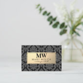 モノグラム金ゴールドダマスクパターン金ゴールドフレーム 予約カード (スタンド正面)