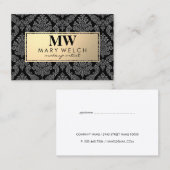 モノグラム金ゴールドダマスクパターン金ゴールドフレーム 予約カード (正面/裏面)