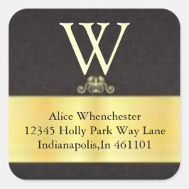 モノグラム金ゴールドトリムと黒封筒用シール スクエアシール