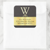 モノグラム金ゴールドトリムと黒封筒用シール スクエアシール (バッグ)