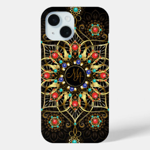 モノグラム金ゴールドトルキオーズレッドマンダラジュエル iPhone 15ケース