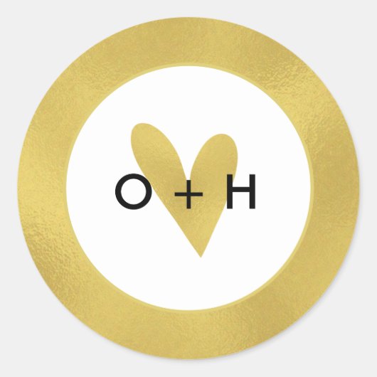 モノグラム金ゴールドハート優先ステッカー ラウンドシール (正面)