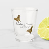 モノグラム金ゴールドバタフライ結婚式の引き出物 ショットグラス (正面)
