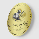 モノグラム金ゴールドバレンタイン紙切り出しハート写真 ラージ壁時計 (傾斜)