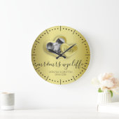 モノグラム金ゴールドバレンタイン紙切り出しハート写真 ラージ壁時計 (ホーム)