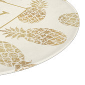 モノグラム金ゴールドパイナップルオンアイボリー カッティングボード (角)