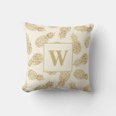 モノグラム金ゴールドパイナップルオンアイボリー クッション (正面)