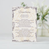 モノグラム金ゴールドパープルビンテージ結婚式詳細カード エンクロージャーカード (スタンド正面)