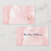 モノグラム金ゴールドピンクウォーターカラーパーソナル 名刺 (正面/裏面)